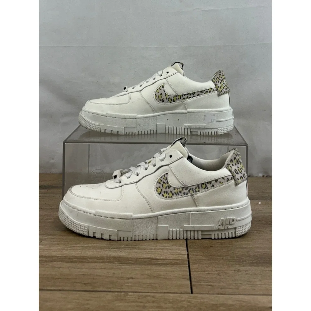 Nike Air Force 1 Pixel Leopard‎ Print White Women Shoes Size 8.5 DH9632 101 - Picture 2 of 10